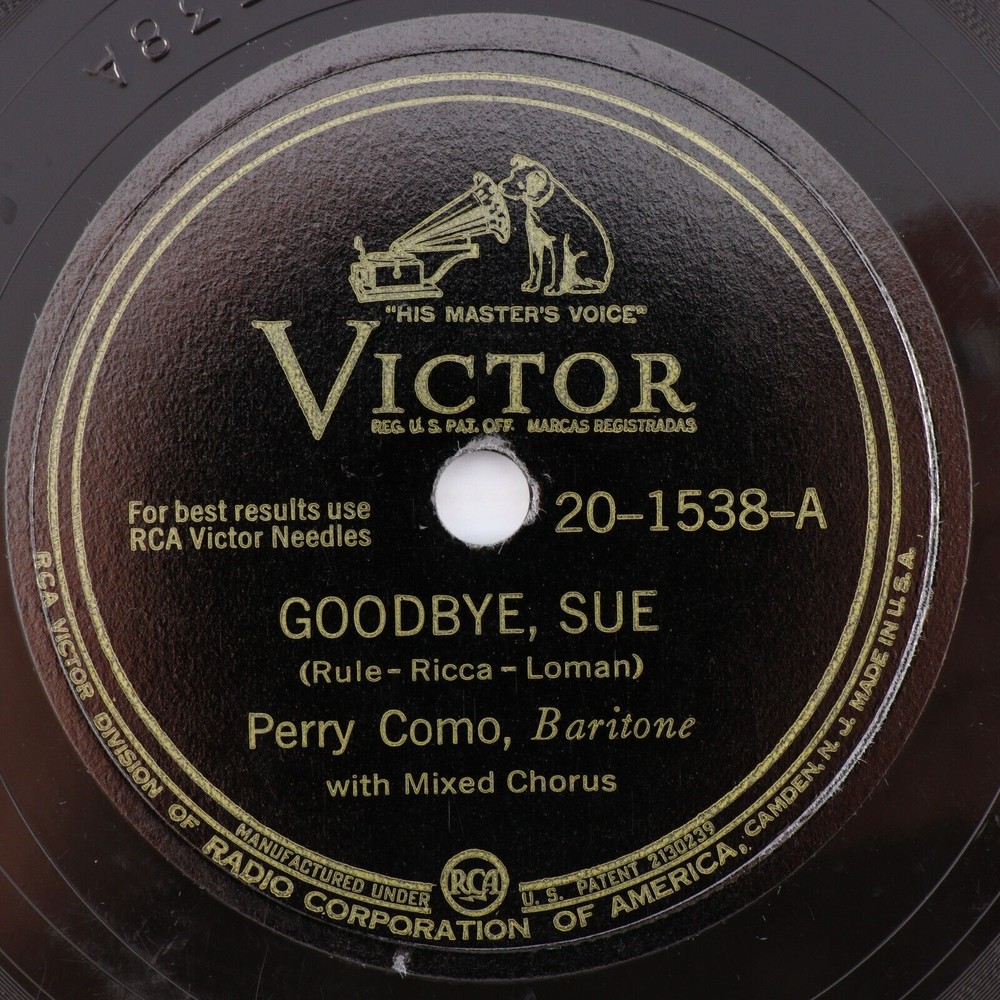 Perry Como, Goodbye, Sue / There'll Soon Be A Rainbow 1943 78 rpm Record 20-1538